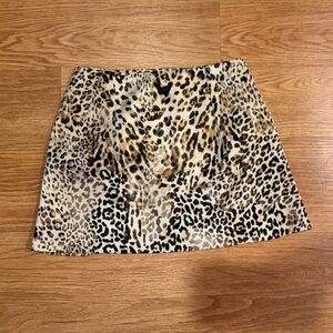 Zara Leopard Print Skirt - Black and Brown